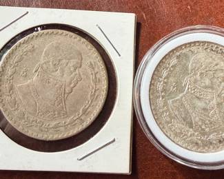Silver Mexican pesos