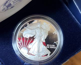 Three American Eagle silver dollars