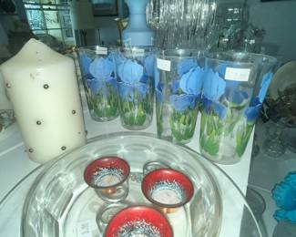 VINTAGE ANCHOR HOCKING "BLUE IRIS" GLASSES