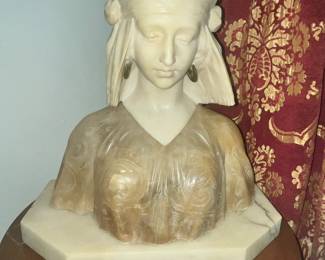 AMAZING ANTIQUE ITALIAN ALABASTER & MARBLE SCULPTURE
