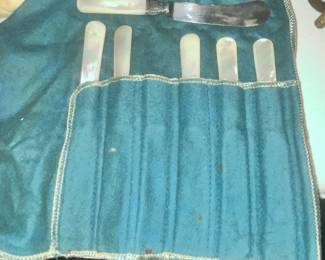 LATE 19th CENTURY MOTHER OF PEARL HANDLED KNIVES