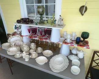 TABLES & TABLES OF WONDERFUL VINTAGE & ANTIQUE GLASSWARE & CHINA!