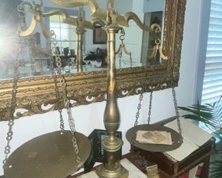 LARGE BRASS BALANCE SCALES