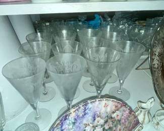 VINTAGE TIFFIN GLASS "DANCING NYMPH" STEM GOBLETS