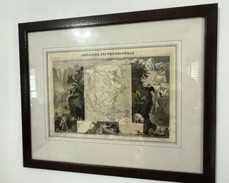 FRAMED "AMERIQUE SEPTENTRIONALE" MAP by VICTOR LEVASSEUR ca.1840 SHOWING AN INDEPENDANT TEXAS