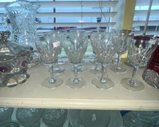 BULLS EYE & DAISY COVERED DISH & SOME BEAUTIFUL GOBLETS