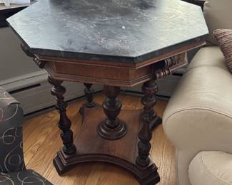 Marble Table with Wood Base photo 2 of 2