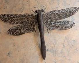 Large Metal Dragonfly Wall Sculpture - 39 in tall x 26 in wide