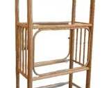 Vintage Rattan Bookshelf Tall Display Shelf, Glass Shelves