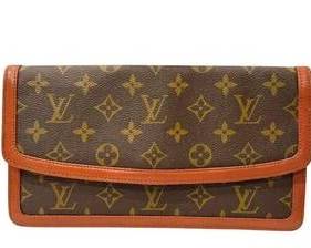 Louis Vuitton Foldover Monogram Clutch - Brown Canvas, Cognac Leather Trim