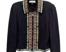 St. John Collection Black Bouclé Jacket with Embroidered Trim - Size 10