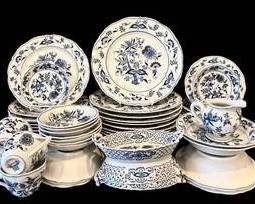 Blue Danube Dinnerware Set - 64-Piece White & Blue Floral Pattern
