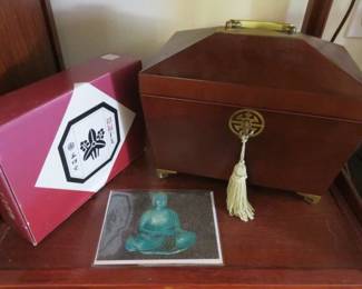 1998 Bombay Company Cherry Wood Small Velvet-lined Chest