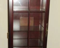 Tall Lighted Mahogany Curio Display Cabinet