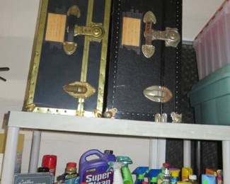 2 Black Steamer Trunks