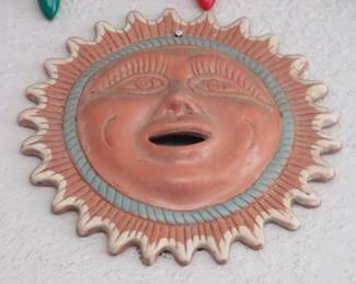 Mexican Terracotta Sun Face Wall Hanging