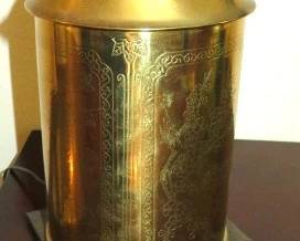 Vintage Mid Century Chinoiserie Brass Canister Table Lamp