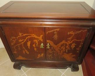 1970's Asian Inspired Walnut Console Cabinet by Broyhill