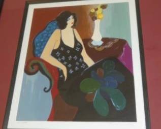 Itzchak Tarkay (Israeli, 1935-2012) Screenprint "Seated Lady in Black, Signed
