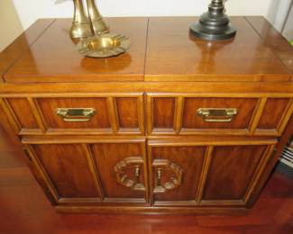 Stanley Chinoiserie Ming Style Walnut Buffet Sideboard Cabinet
