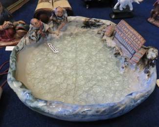 Vintage Japanese Sumida Gawa Pottery Decorative Dish