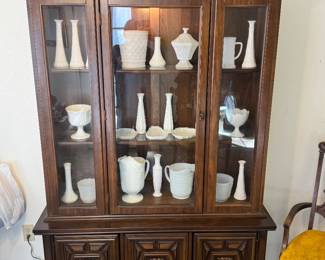 Milk glass and China cabinet