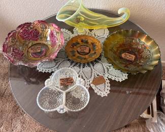 Vaseline, goofus, hobnail, carnival glass