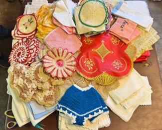Doilies, hot pads, linen towels, runners etc