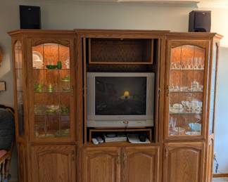 Entertainment Center With Side Cabinets - Dimensions L 99.5in x W 23.5in x H 77.5in