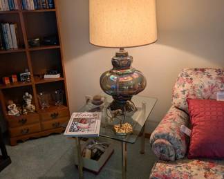 Carl Falkenstein iridescent carnival glass lamp