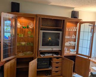 Entertainment Center With Side Cabinets - Dimensions L 99.5in x W 23.5in x H 77.5in