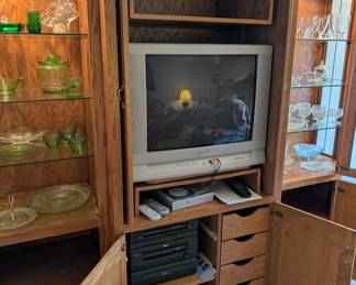 Entertainment Center With Side Cabinets - Dimensions L 99.5in x W 23.5in x H 77.5in