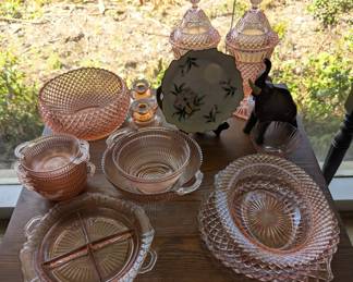 Pink depression glassware 
