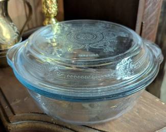Fire king covered casserole 