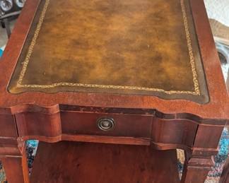 Pair leather top tables MCM