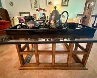 Dessert set from the mid 20th C. on terrific coffee table