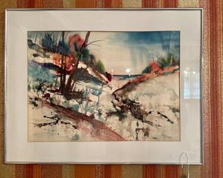 Watercolour beach scene