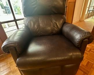 One of a pair of leather recliners