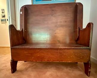 19th C bench that folds over to a table - great condition