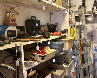 Large number of hand and yard tools