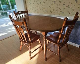 $275 Huntsville Pickup NOT at the Priceville House pre sale item 41" D x 58" W x 30" H 1- 11 1/2" Leaf 4- Chairs 17" D x 18" W x 39" H 17" H from floor to seat