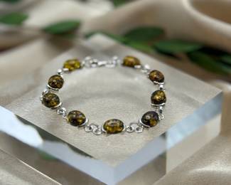 Amber & Sterling Bracelet