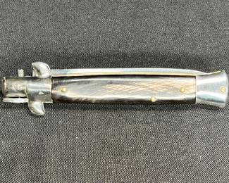 Black Horn Italian Stiletto Automatic Knife