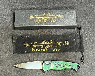 Green Piranha Fingerling Mirror Plain Knife