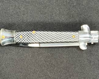 Checkered Black & Silver Stiletto Knife