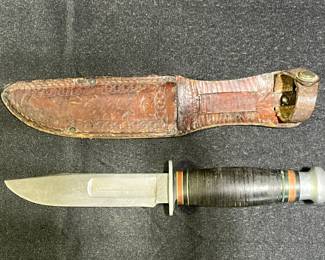 Vintage Kinfolks USA Fixed Blade Knife w/ Leather