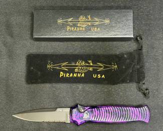 Piranha Bodyguard Tactical Plum Serrated Knife