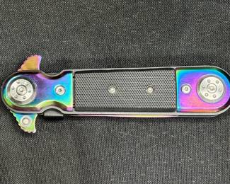 Anodized Rainbow Steel Spring Assist Folding Knife