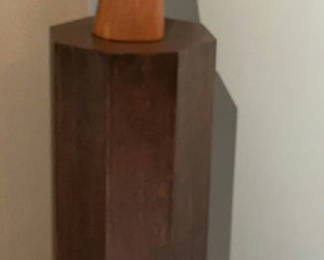 Lot 21: Southwestern Wooden Carved Statue Of Woman With Bowl, And Pedestal,