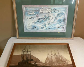 Lot 26: Ships And Map Art
